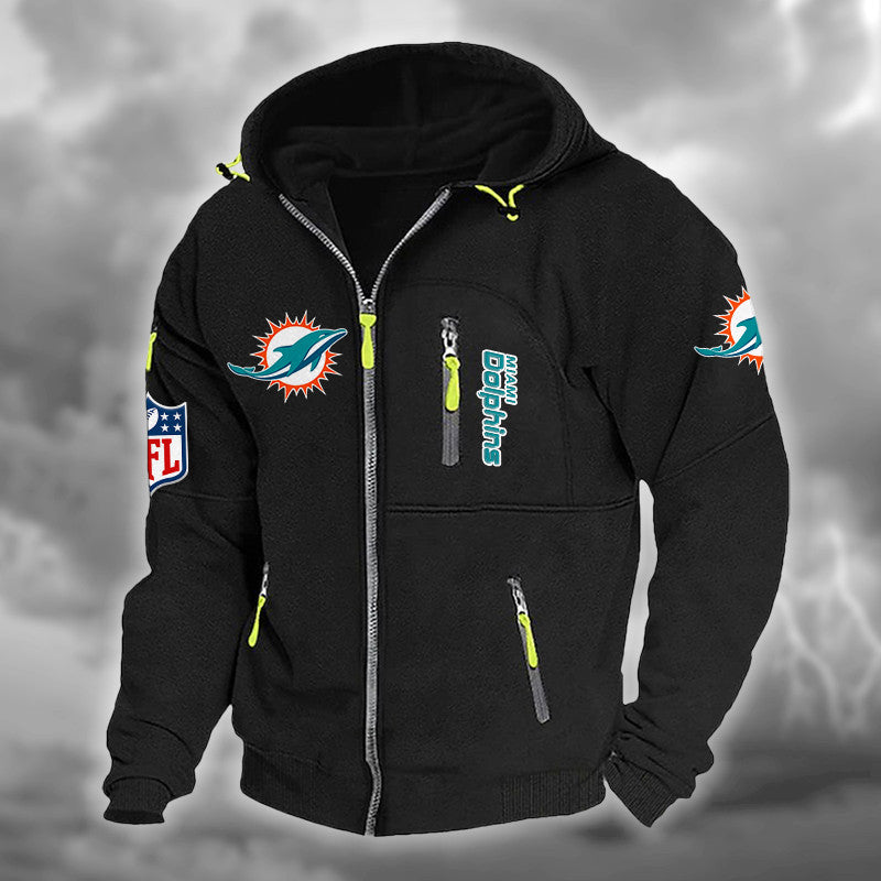 Miami Dolphins DMCD0671 Hooded Cardigan Jacket