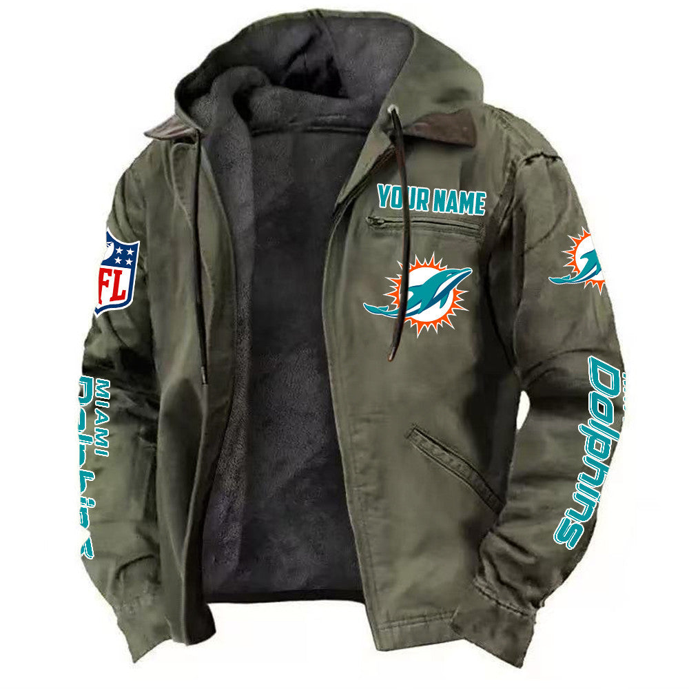 Miami Dolphins DMJK0020 Hooded Cardigan Jacket