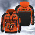 Cincinnati Bengals DMHT2519 3D Half-zip Hoodie