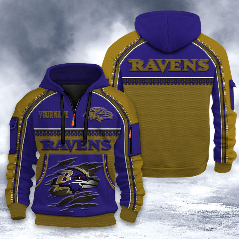 Baltimore Ravens DMHT2515 3D Half-zip Hoodie