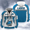 Detroit Lions DMHT2523 3D Half-zip Hoodie