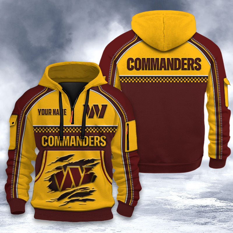 Washington Commanders DMHT2544 3D Half-zip Hoodie