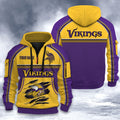 Minnesota Vikings DMHT2533 3D Half-zip Hoodie
