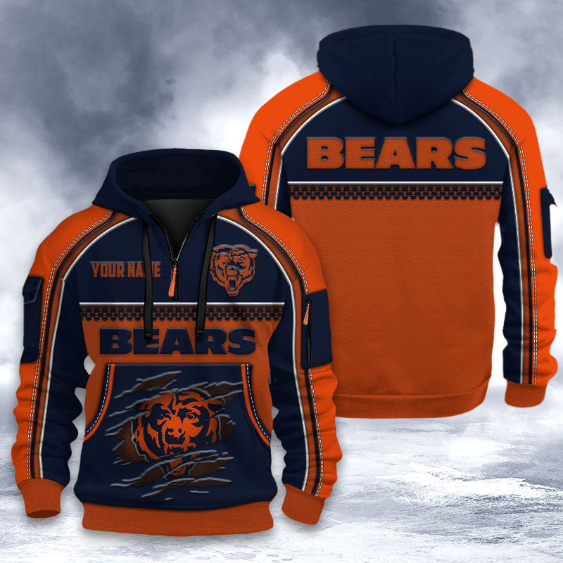 Chicago Bears DMHT2518 3D Half-zip Hoodie