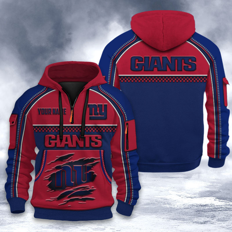 New York Giants DMHT2536 3D Half-zip Hoodie