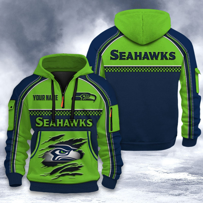 Seattle Seahawks DMHT2541 3D Half-zip Hoodie
