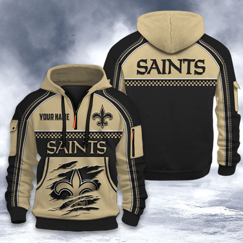 New Orleans Saints DMHT2535 3D Half-zip Hoodie