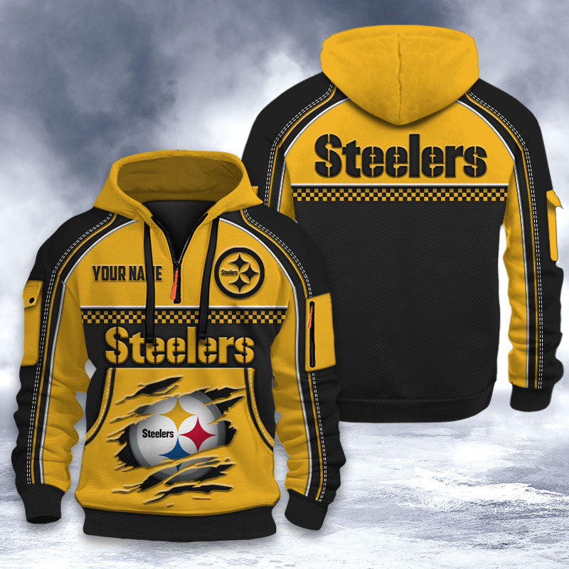 Pittsburgh Steelers DMHT2539 3D Half-zip Hoodie