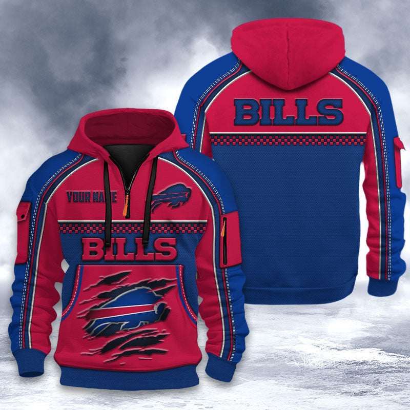 Buffalo Bills DMHT2516 3D Half-zip Hoodie