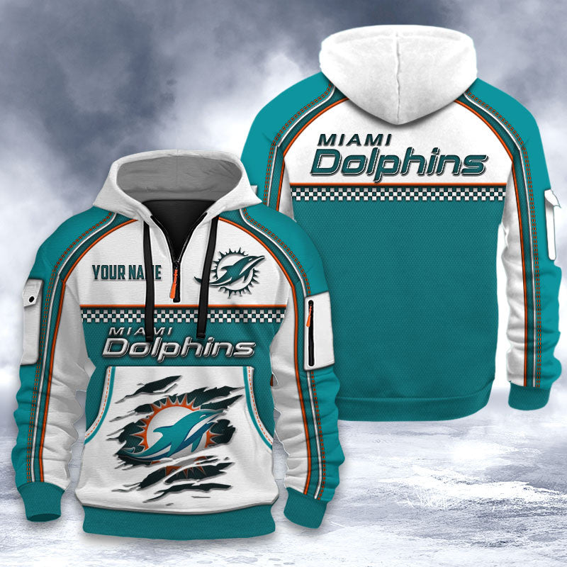 Miami Dolphins DMHT2532 3D Half-zip Hoodie