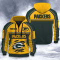Green Bay Packers DMHT2524 3D Half-zip Hoodie