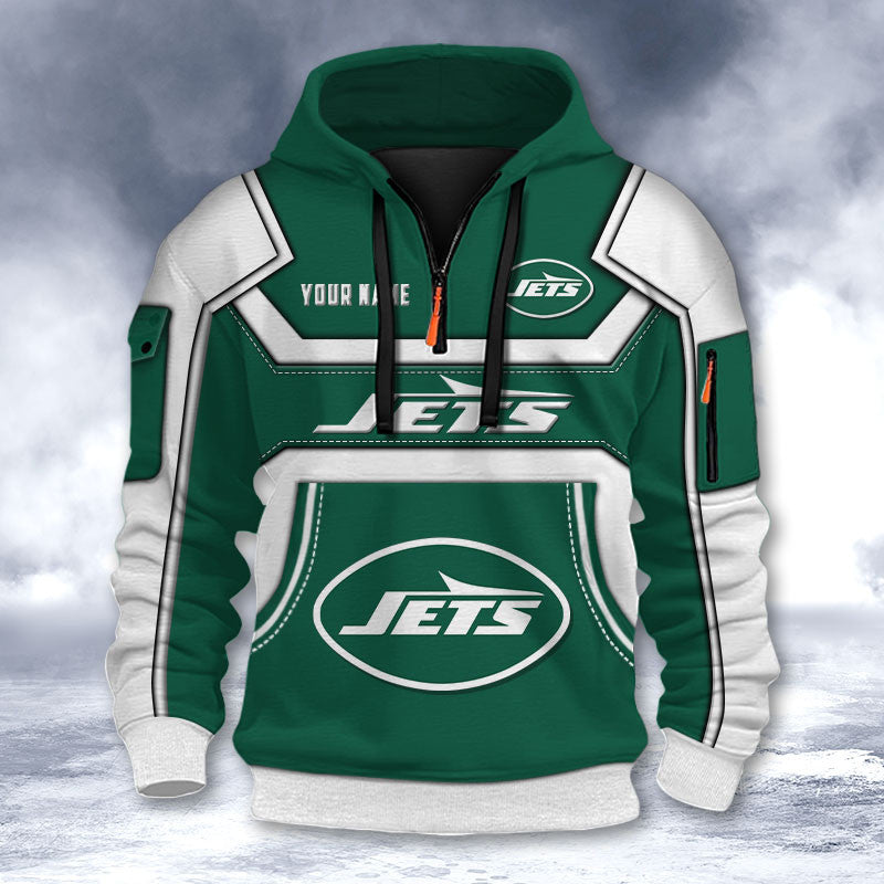 New York Jets DMHT2644 3D Half-zip Hoodie