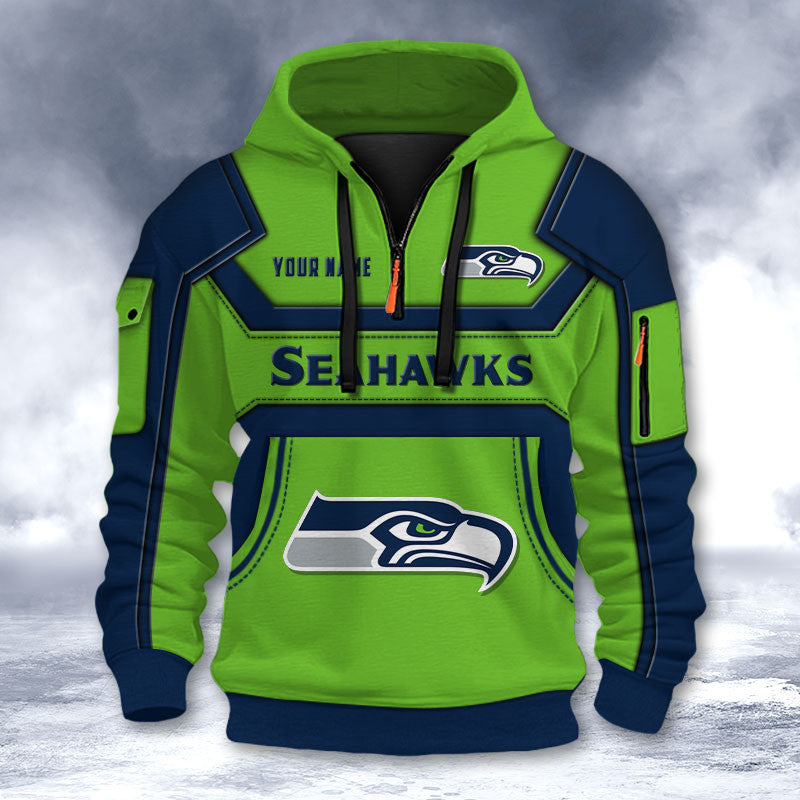 Seattle Seahawks DMHT2648 3D Half-zip Hoodie