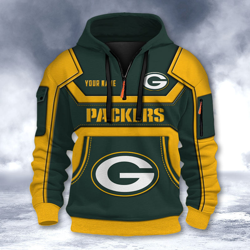 Green Bay Packers DMHT2631 3D Half-zip Hoodie