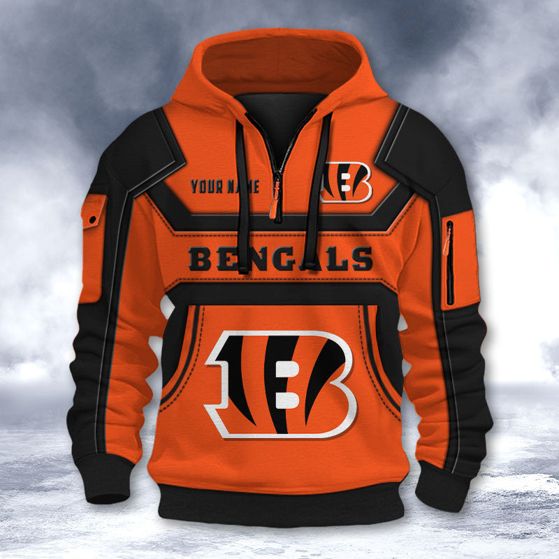 Cincinnati Bengals DMHT2626 3D Half-zip Hoodie