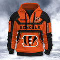 Cincinnati Bengals DMHT2626 3D Half-zip Hoodie
