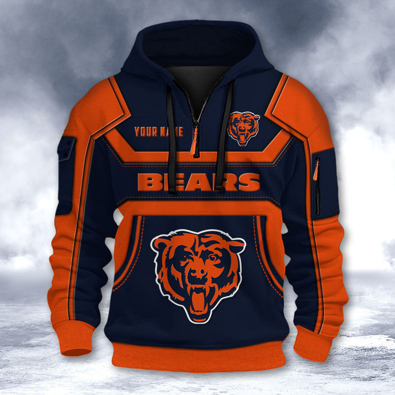 Chicago Bears DMHT2625 3D Half-zip Hoodie