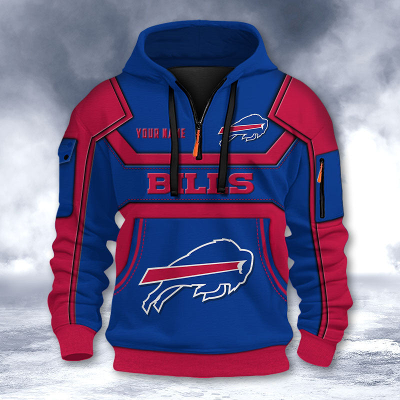 Buffalo Bills DMHT2623 3D Half-zip Hoodie