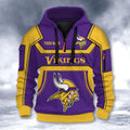 Minnesota Vikings DMHT2640 3D Half-zip Hoodie