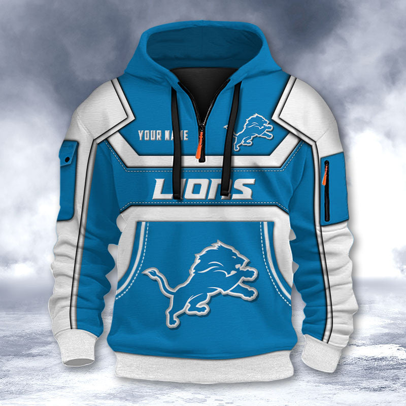 Detroit Lions DMHT2630 3D Half-zip Hoodie