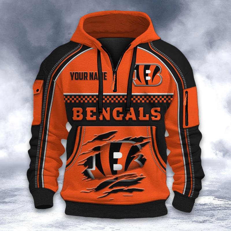 Cincinnati Bengals DMHT2593 3D Half-zip Hoodie
