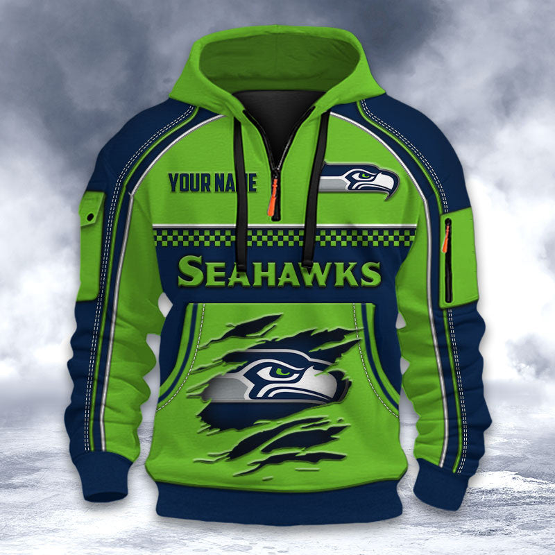 Seattle Seahawks DMHT2615 3D Half-zip Hoodie