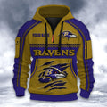 Baltimore Ravens DMHT2589 3D Half-zip Hoodie
