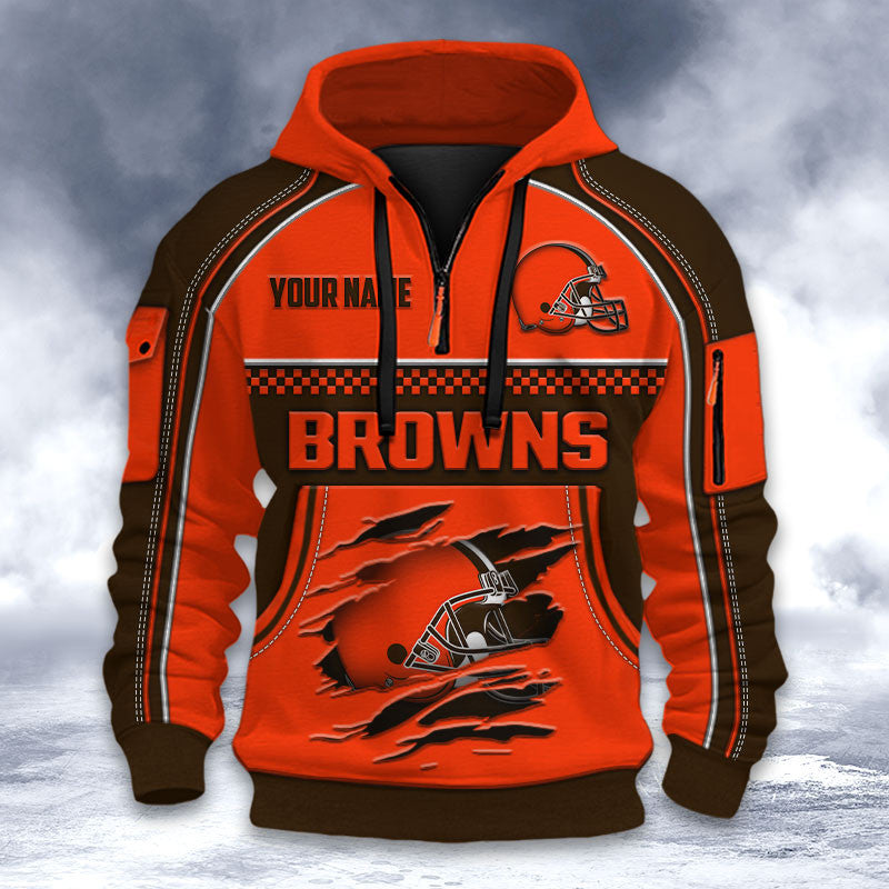 Cleveland Browns DMHT2594 3D Half-zip Hoodie