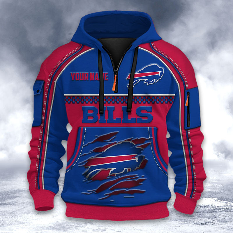 Buffalo Bills DMHT2590 3D Half-zip Hoodie
