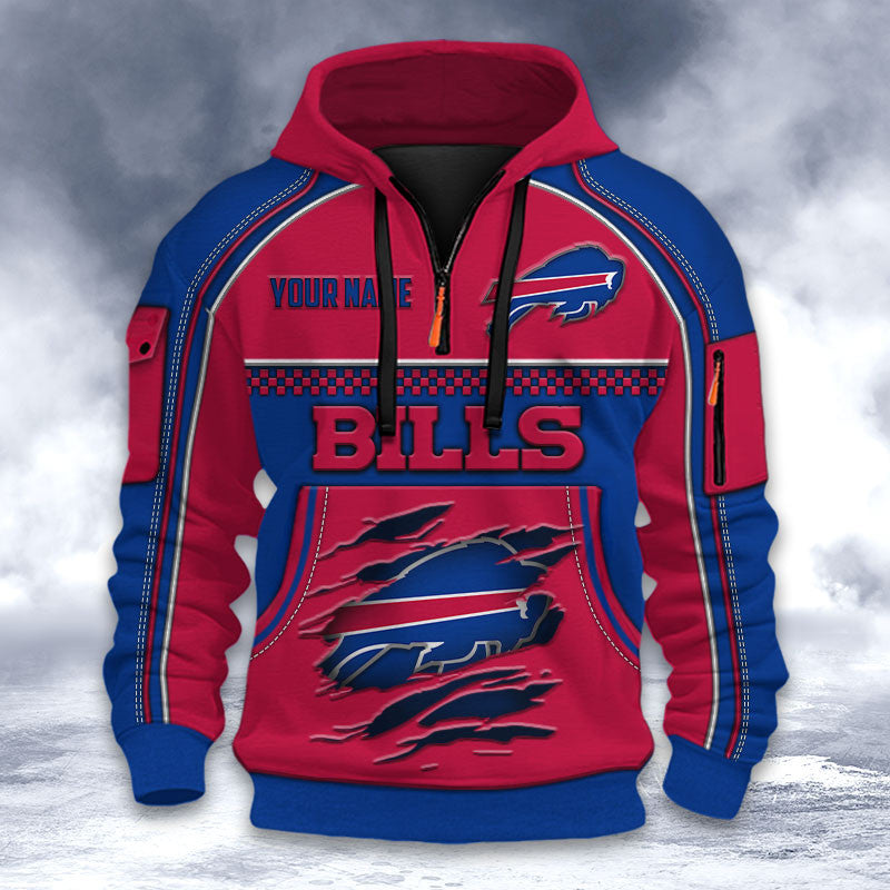 Buffalo Bills DMHT2590 3D Half-zip Hoodie