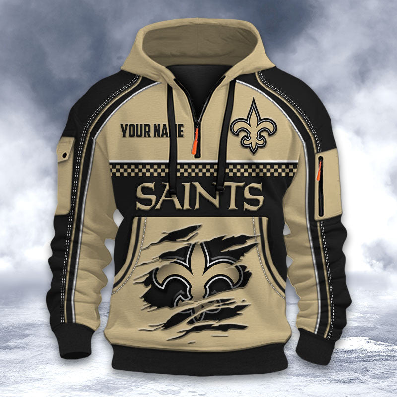 New Orleans Saints DMHT2609 3D Half-zip Hoodie