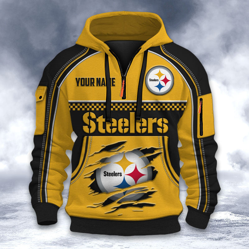 Pittsburgh Steelers DMHT2613 3D Half-zip Hoodie