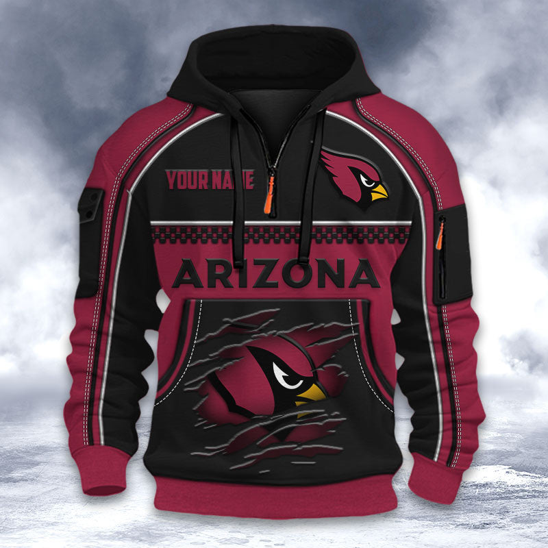 Arizona Cardinals DMHT2587 3D Half-zip Hoodie