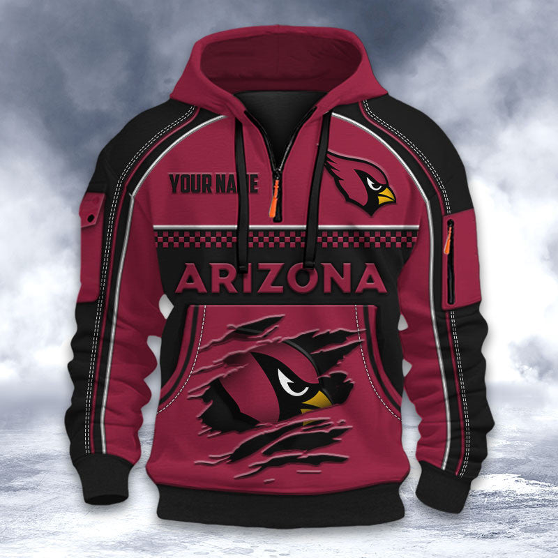 Arizona Cardinals DMHT2587 3D Half-zip Hoodie