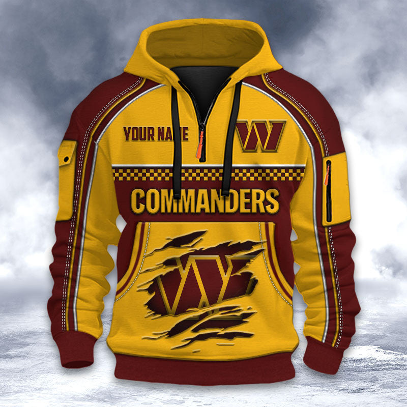 Washington Commanders DMHT2618 3D Half-zip Hoodie