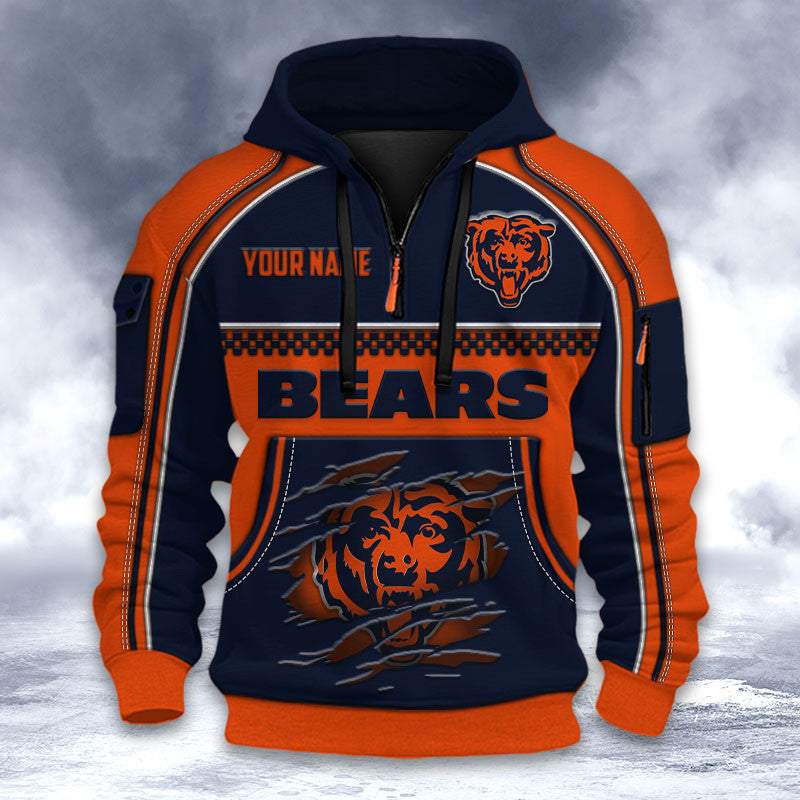 Chicago Bears DMHT2592 3D Half-zip Hoodie