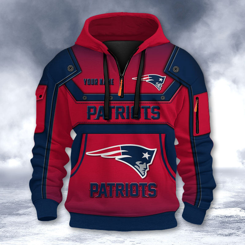 New England Patriots DMHT2567 3D Half-zip Hoodie