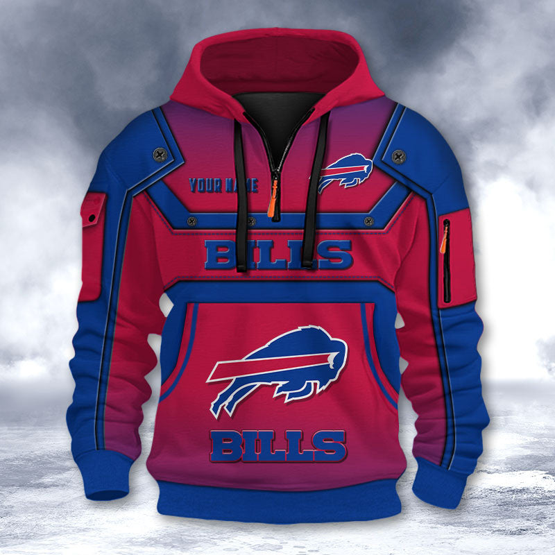Buffalo Bills DMHT2549 3D Half-zip Hoodie