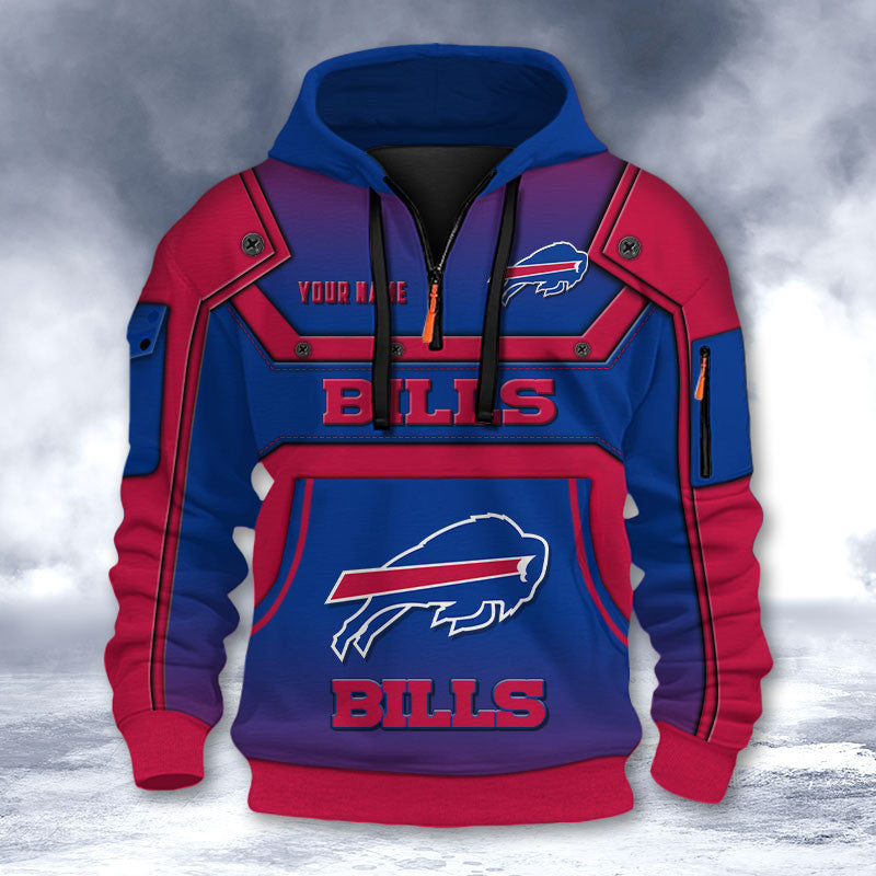 Buffalo Bills DMHT2549 3D Half-zip Hoodie
