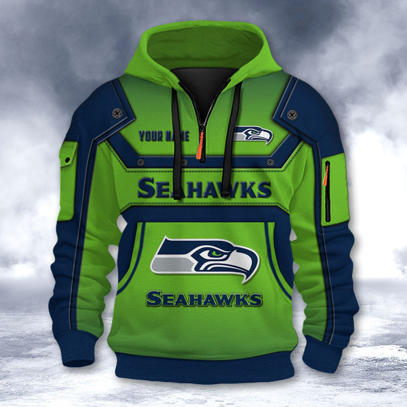 Seattle Seahawks DMHT2574 3D Half-zip Hoodie