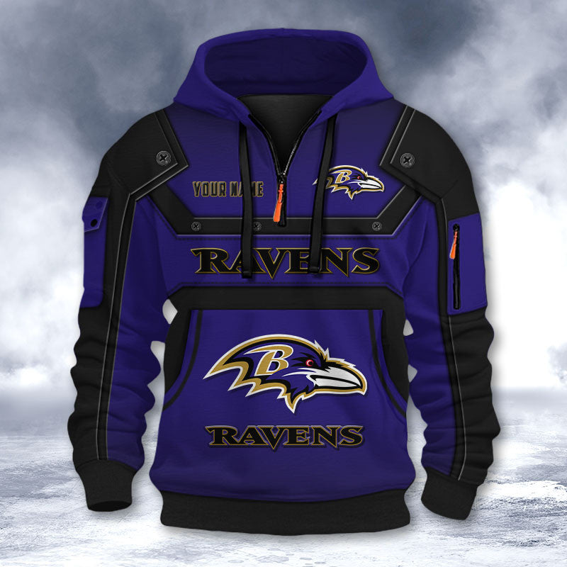 Baltimore Ravens DMHT2548 3D Half-zip Hoodie