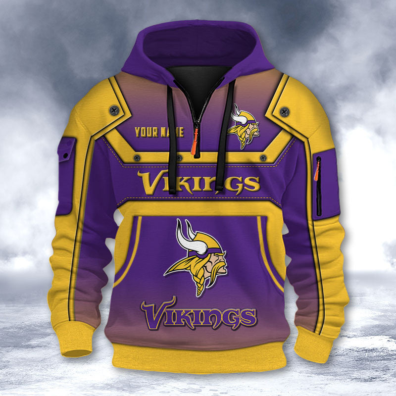 Minnesota Vikings DMHT2566 3D Half-zip Hoodie