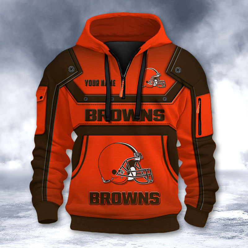 Cleveland Browns DMHT2553 3D Half-zip Hoodie