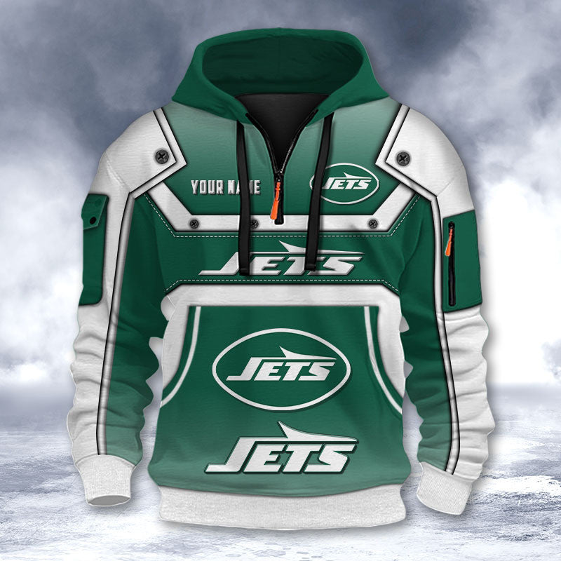 New York Jets DMHT2570 3D Half-zip Hoodie