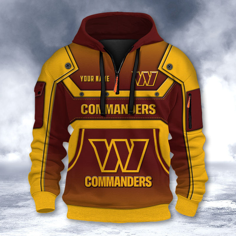 Washington Commanders DMHT2577 3D Half-zip Hoodie