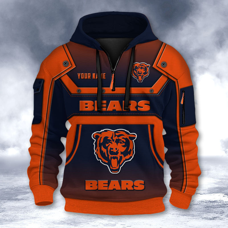 Chicago Bears DMHT2551 3D Half-zip Hoodie