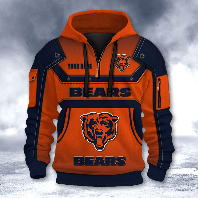 Chicago Bears DMHT2551 3D Half-zip Hoodie