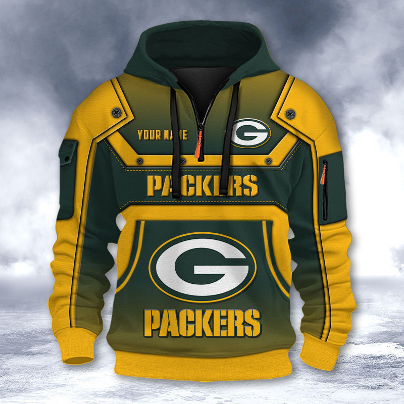 Green Bay Packers DMHT2557 3D Half-zip Hoodie