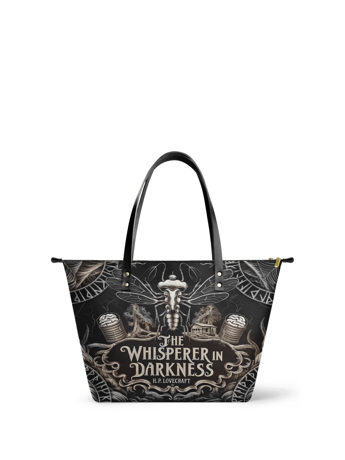"The Whisperer In Darkness" Leather Tote Bag