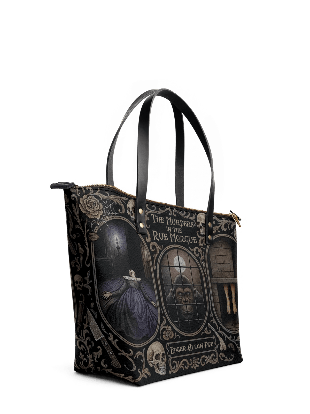 "The Murders In The Rue Morgue" Leather Tote Bag